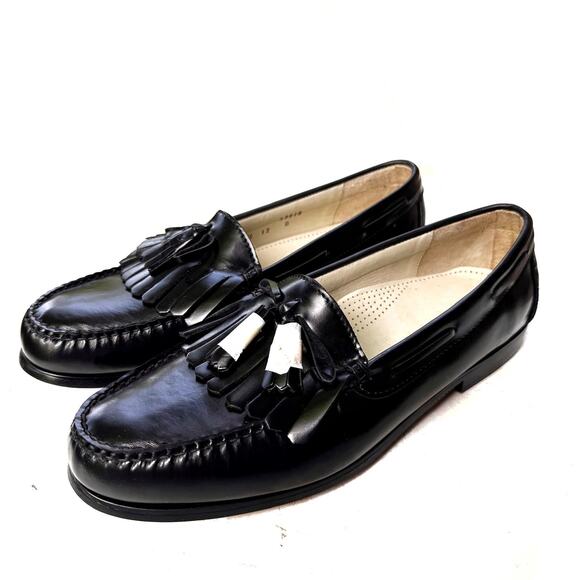 Cole Haan Shiny Black Leather Tassel Loafers | Classic Polished Dress Loafer NEW - Picture 1 of 15